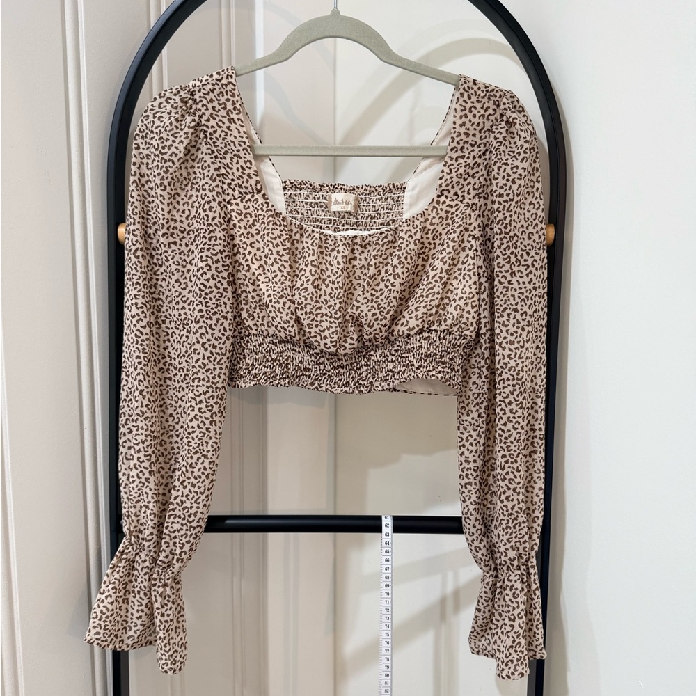 Altar'd State Leopard Print Long Sleeve Blouse